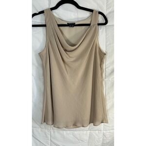 Theory Jayley Marvel Sleeveless Drape Neck Top Beige Medium M